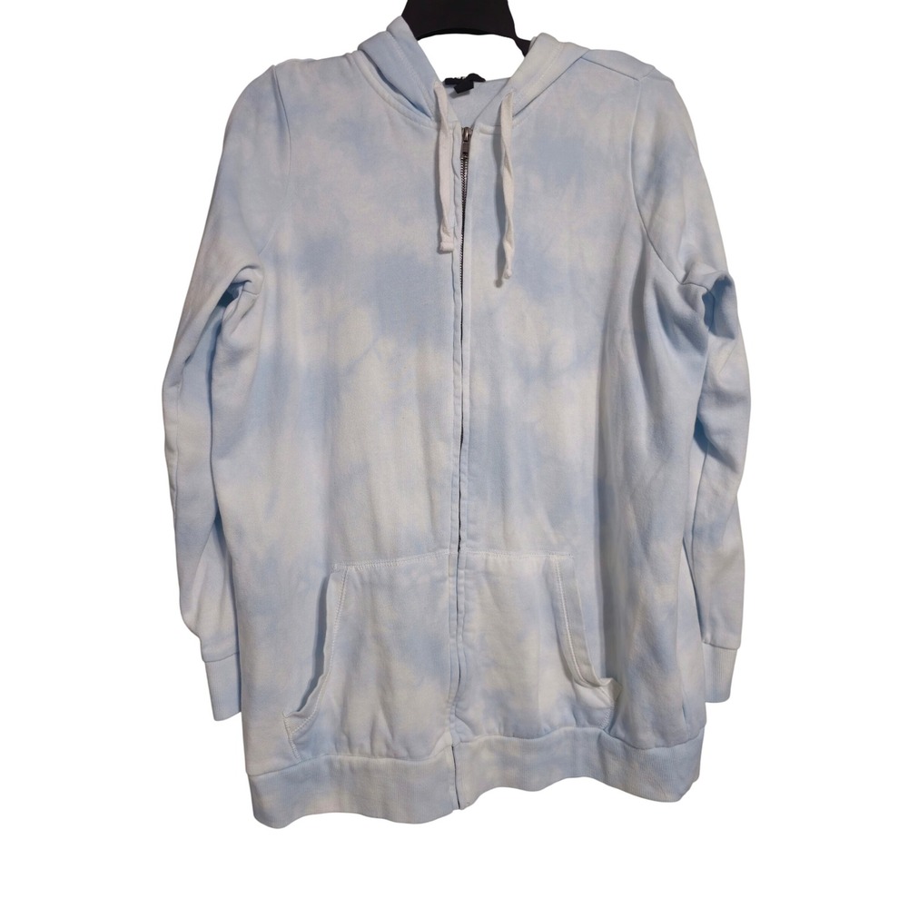 Torrid Tie Dye Zip Up Hoodie‎ Sweatshirt Blue White Size 00 (M/L) Oversized EUC